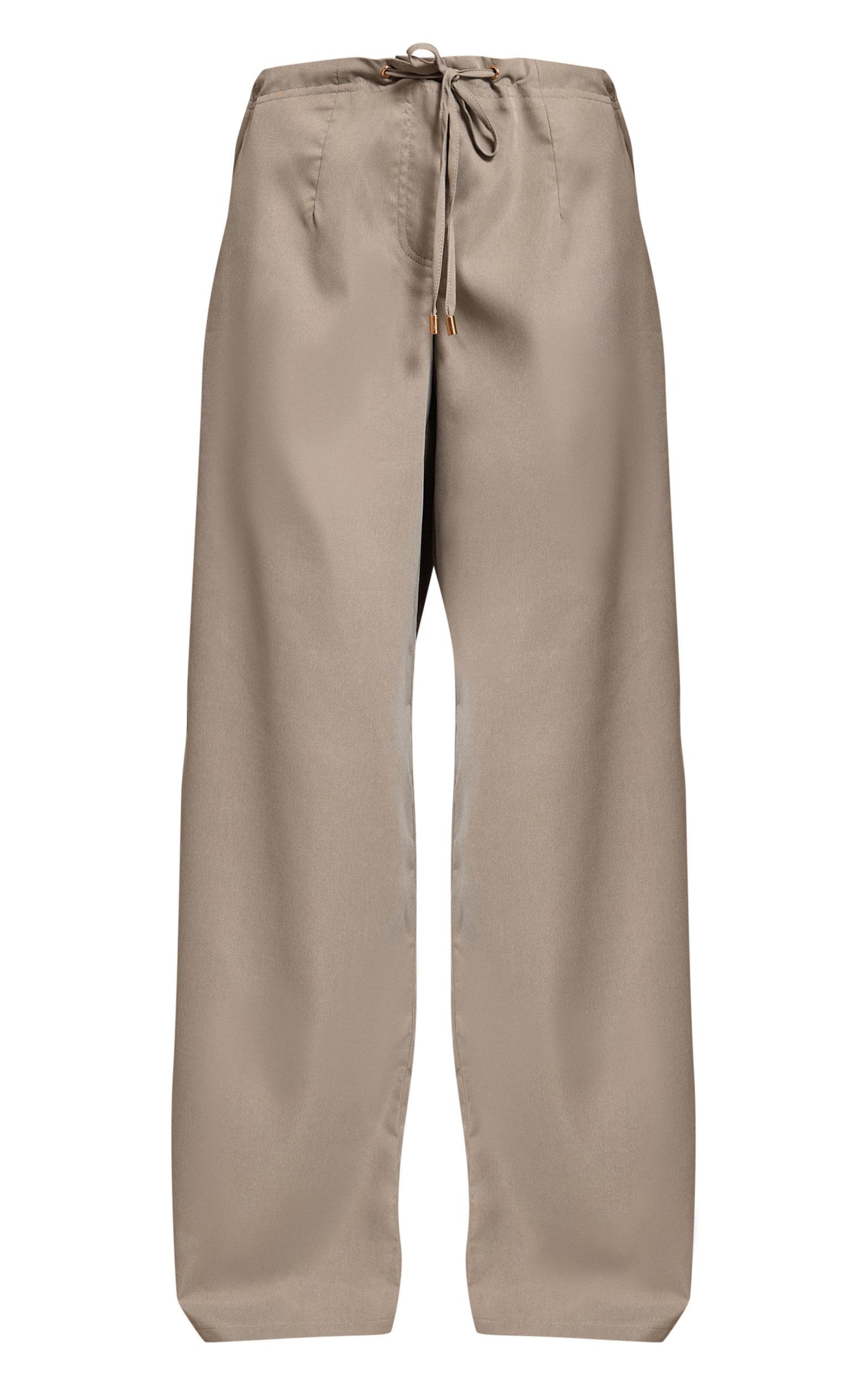 Dark Khaki Oversized Drawstring Straight Leg Pant Product Image