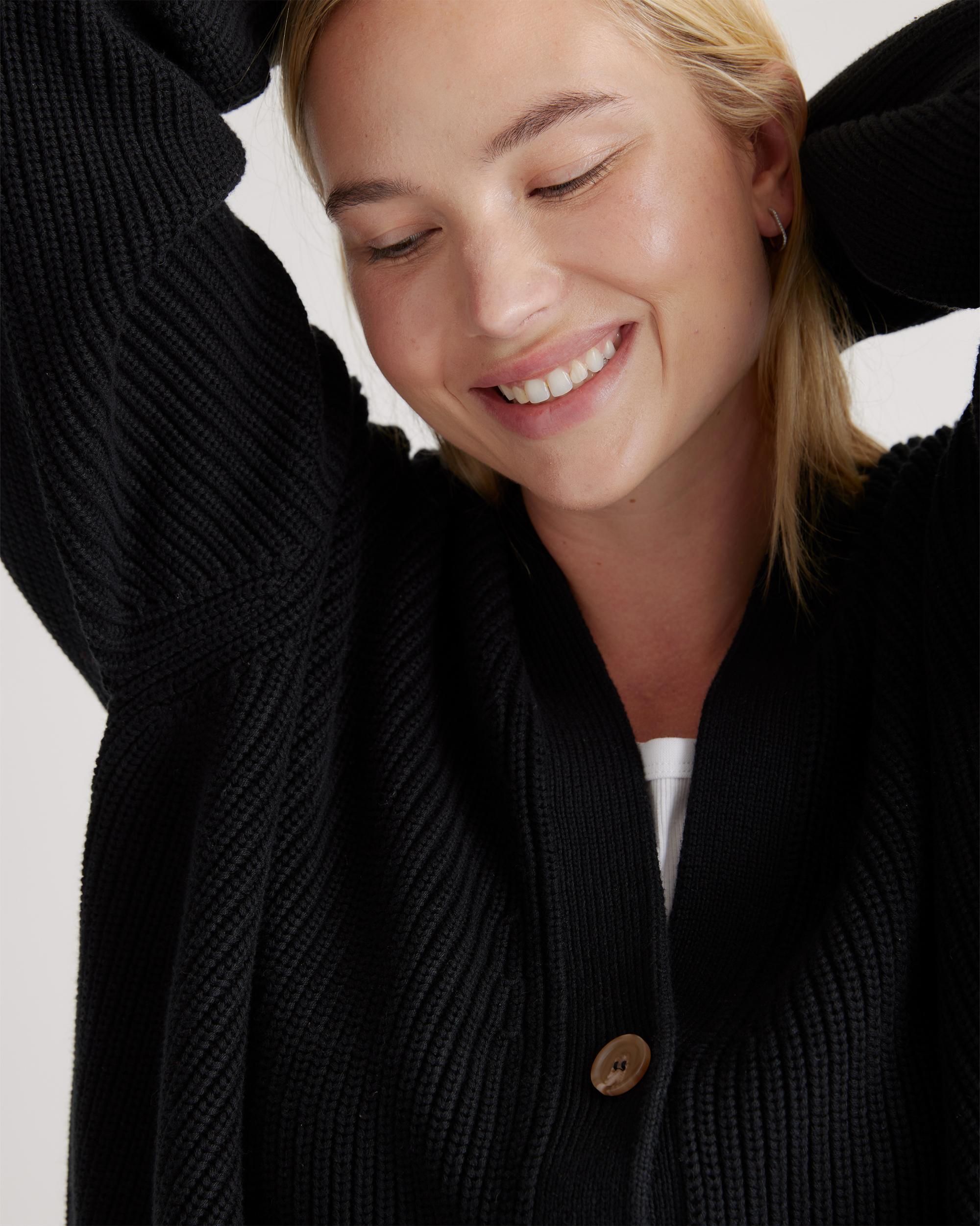 Quince | Women's Fisherman Boxy Cropped Cardigan Sweater Organic Cotton Product Image