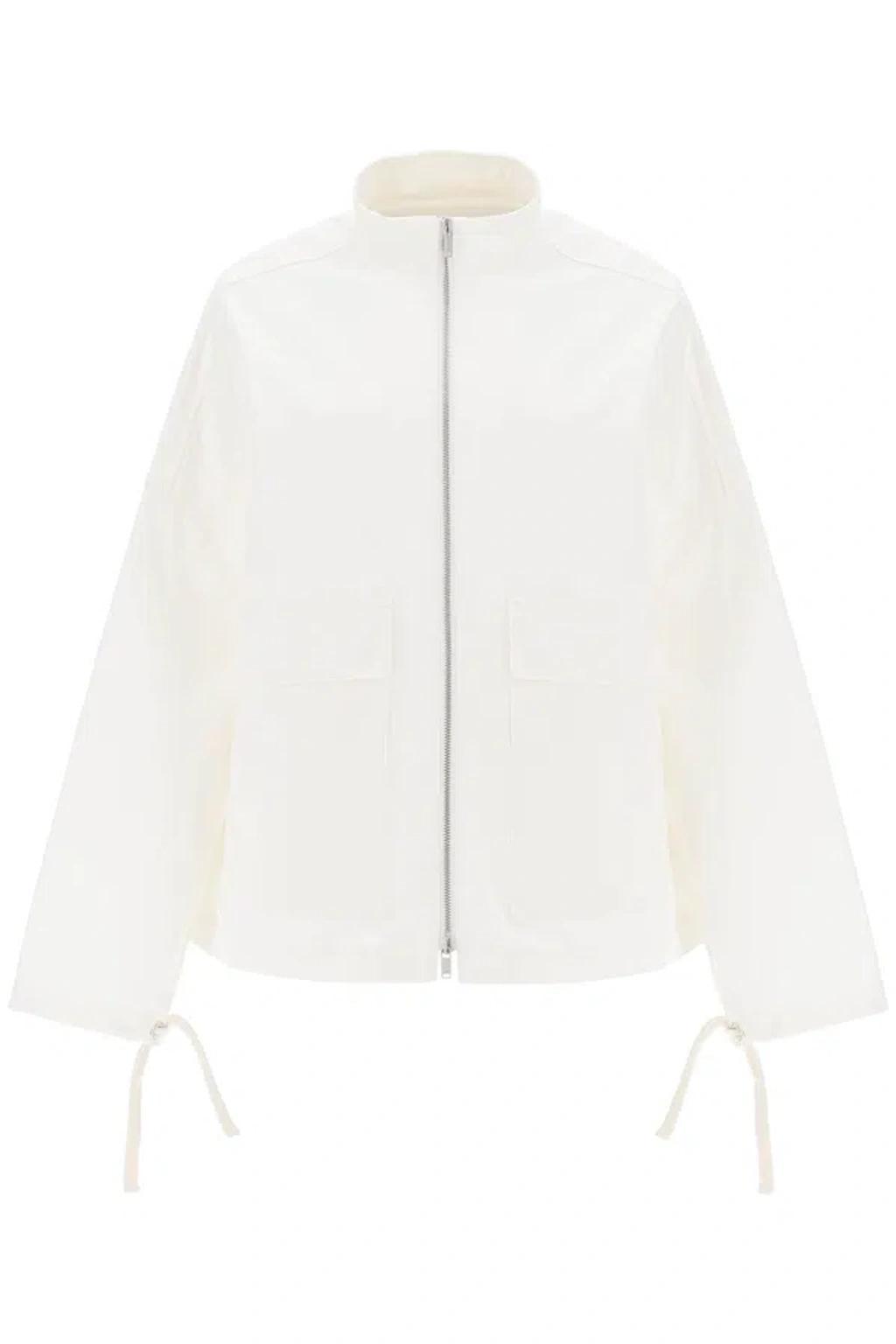 JIL SANDER Logo-patch Canvas Cargo Jacket In White Product Image