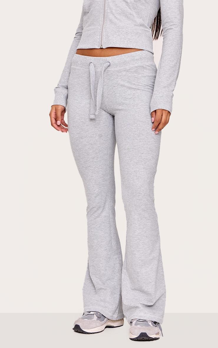 Grey Marl Low Rise Skinny Flare Pants Product Image