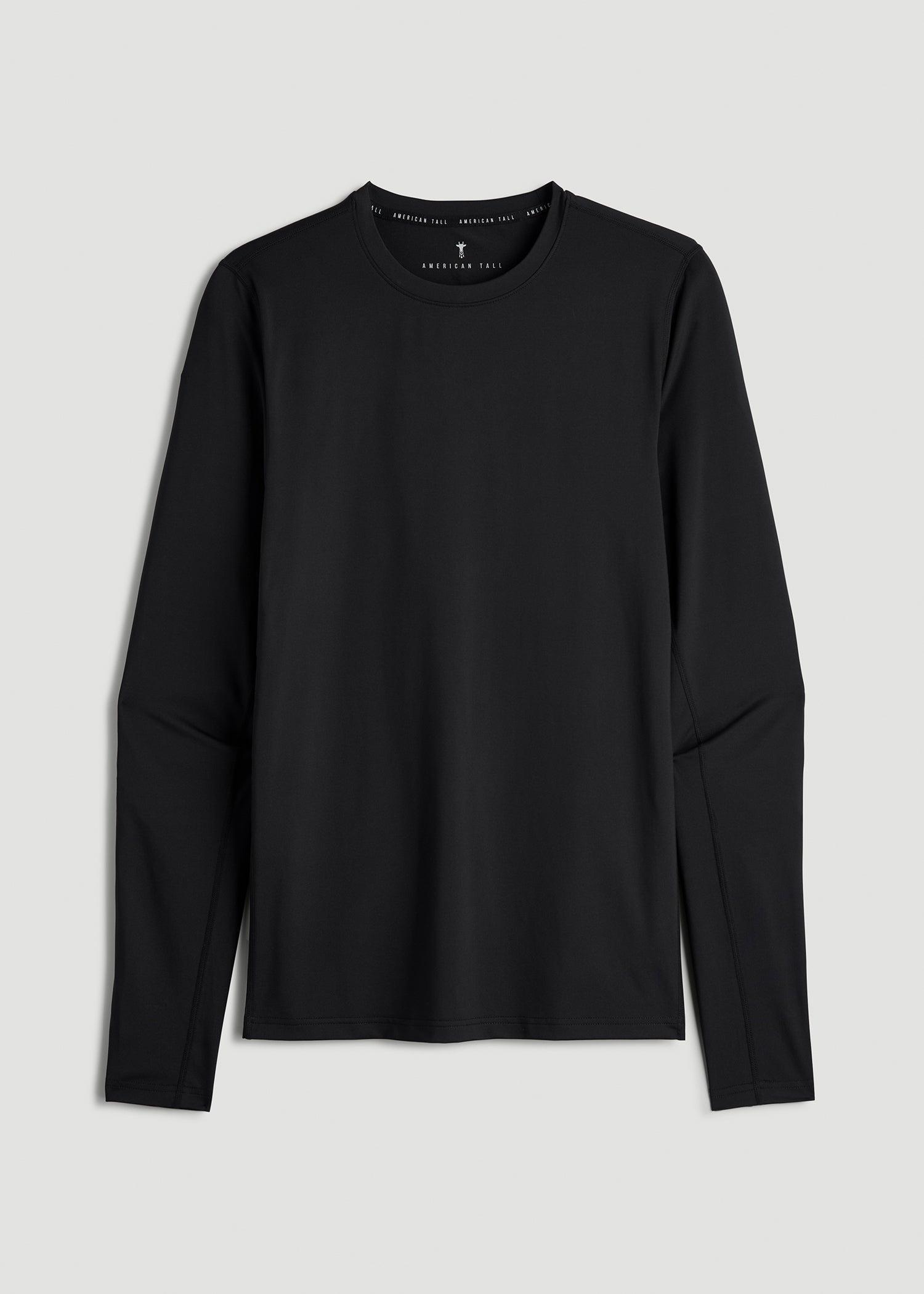 Long Sleeve UPF 50 Rash Guard for Tall Men in Black Product Image