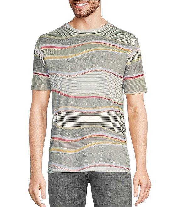 Murano Liquid Luxury Classic Fit Crew Neck Multi-Patterned Stripe Short Sleeve T-Shirt Product Image
