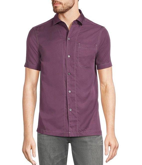 Murano Interdimensional Collection Slim Fit Contrast Stitch Short Sleeve Woven Shirt Product Image