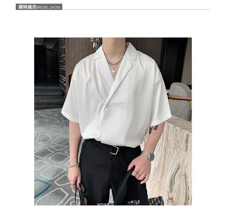 Lapel Collar Plain Double-Breasted Shirt (Various Designs) Product Image