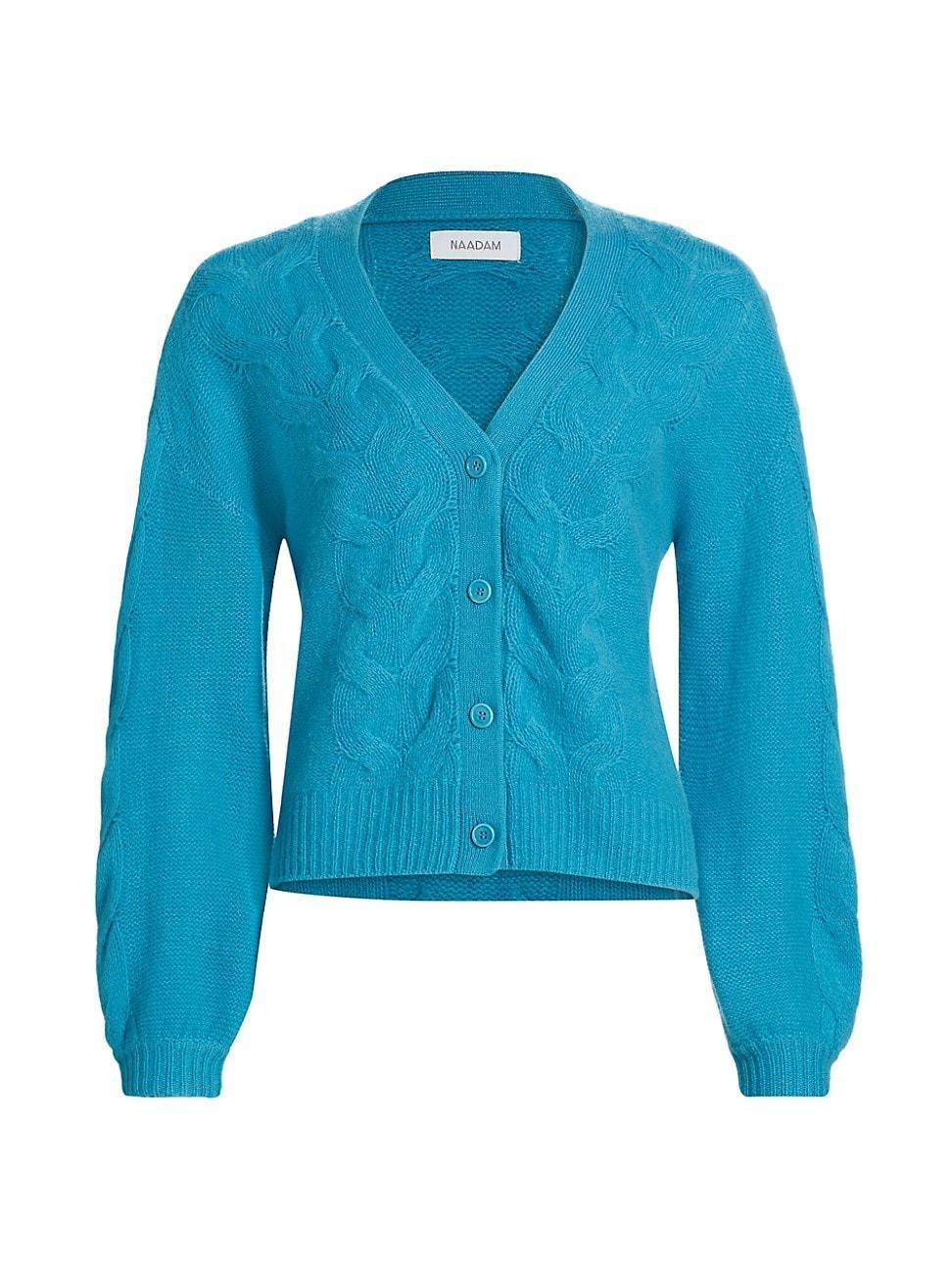 Womens Cashmere Airy Cable-Knit Cardigan Product Image