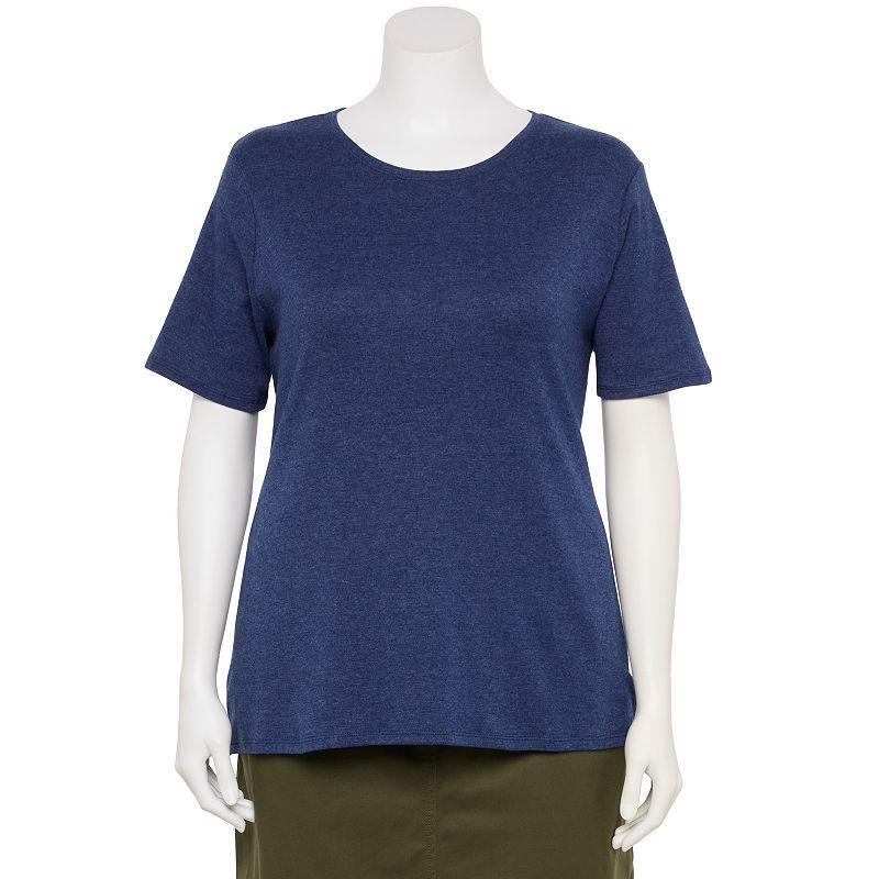 Plus Size Croft & Barrow® Essential Crewneck Top, Women's, Size: 0X, Blue Product Image