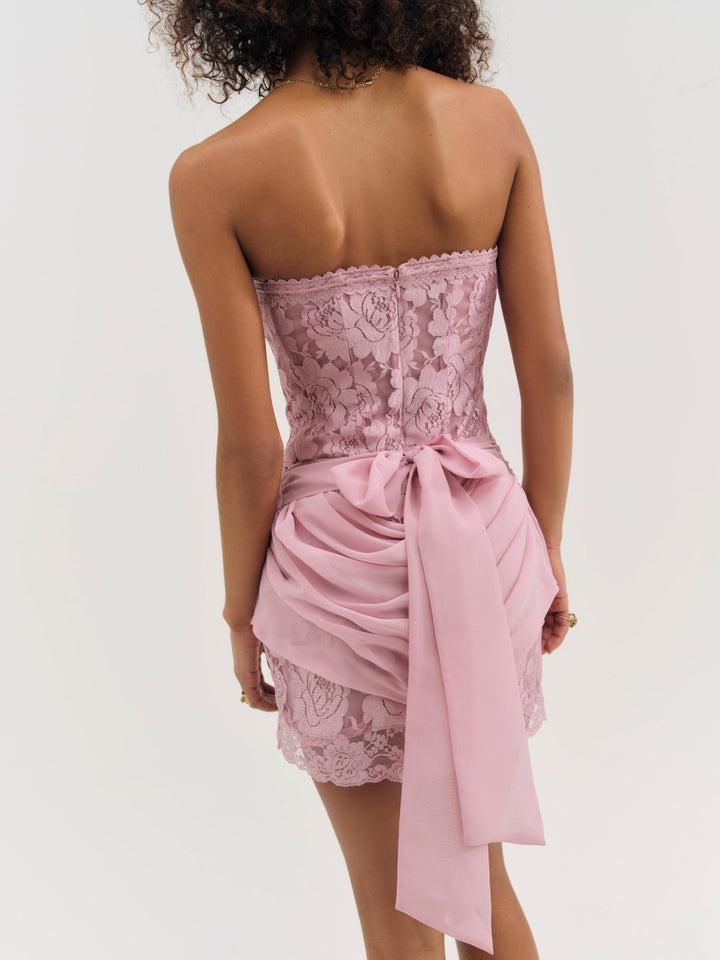 Claudia Rose Lace Micro Mini Dress — Pink Product Image