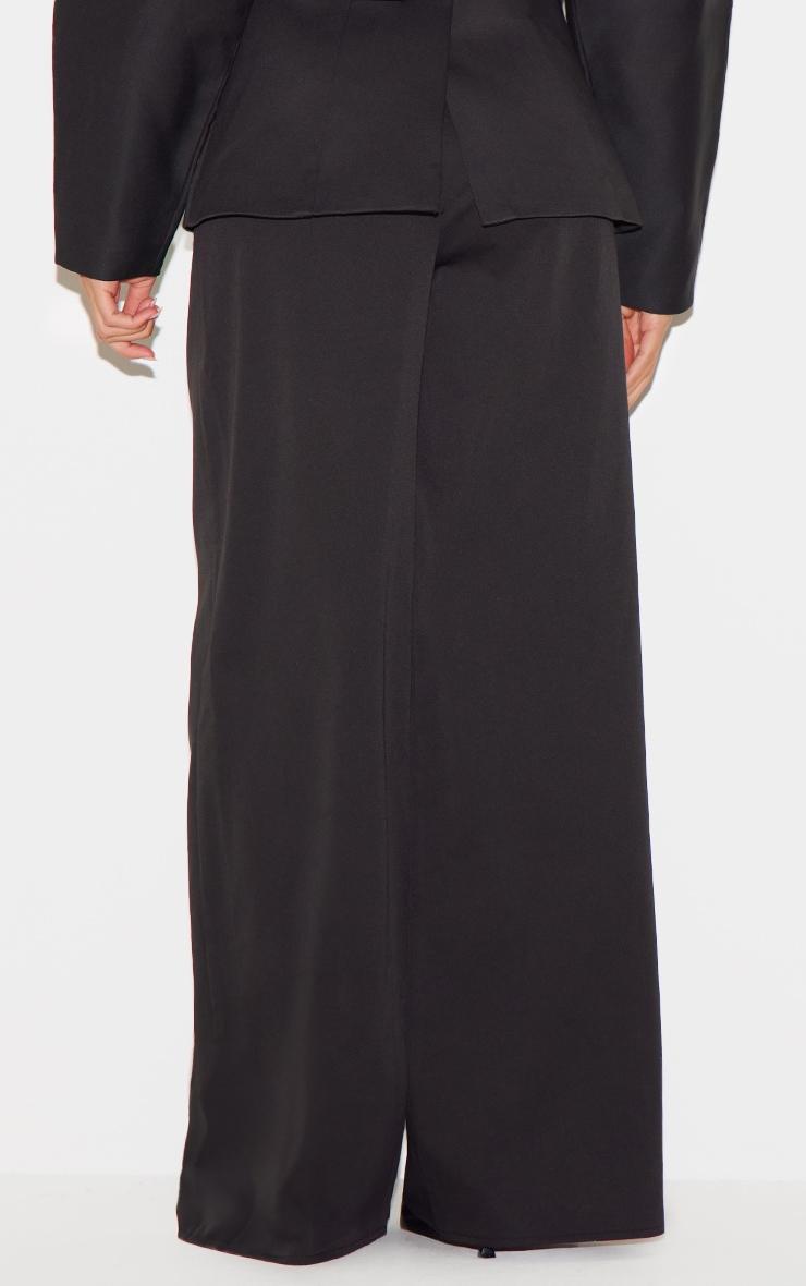  Black Premium Woven Tailored Wide Leg Pleated Pants Product Image