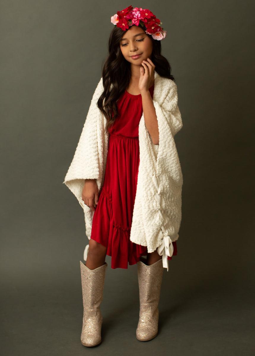 Adrianna Dress in Crimson Girls Product Image
