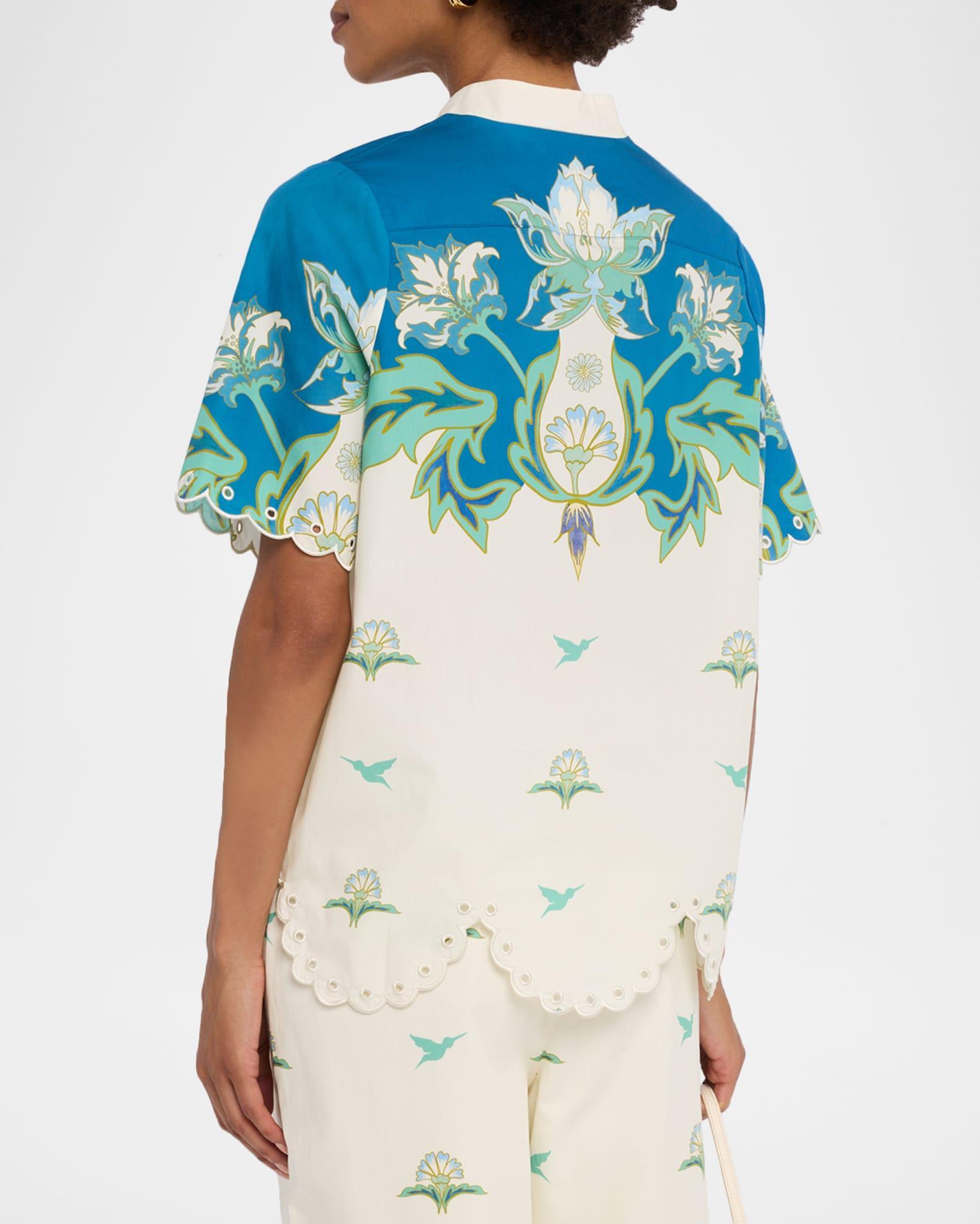 Cortez Scalloped Floral-Print Cotton Shirt Product Image