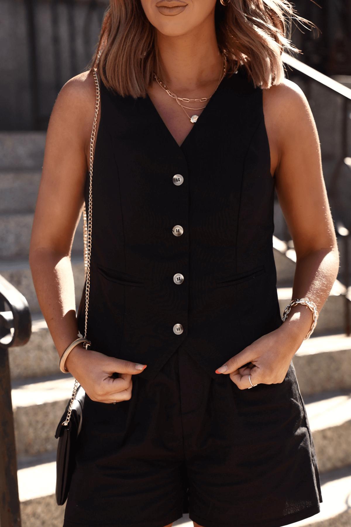 Black Pleated Linen Shorts - FINAL SALE Product Image