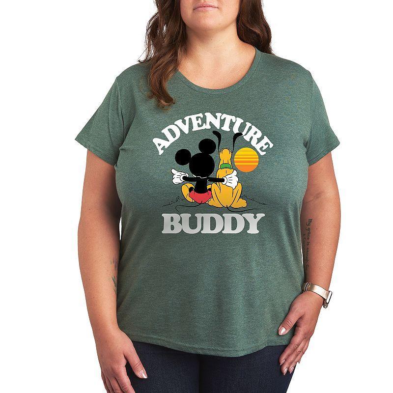 Disneys Mickey Mouse & Pluto Plus Adventure Partner Graphic Tee, Womens Grey Royal Blue Product Image