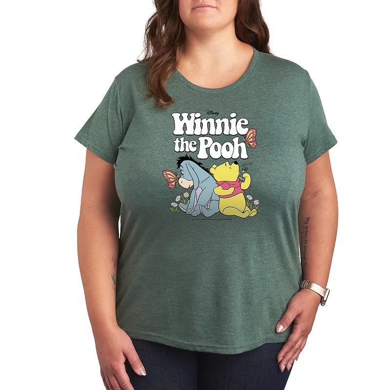 Plus Lotus Flower Outline Graphic Tee, Womens Grey Green Product Image