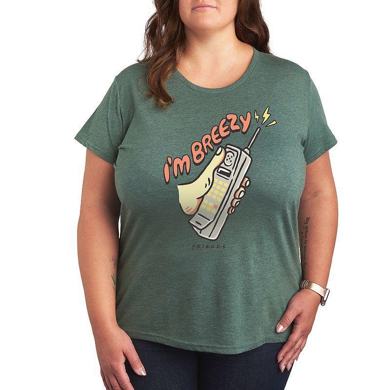 Plus Size Friends Breezy Graphic Tee, Womens Grey Green Product Image