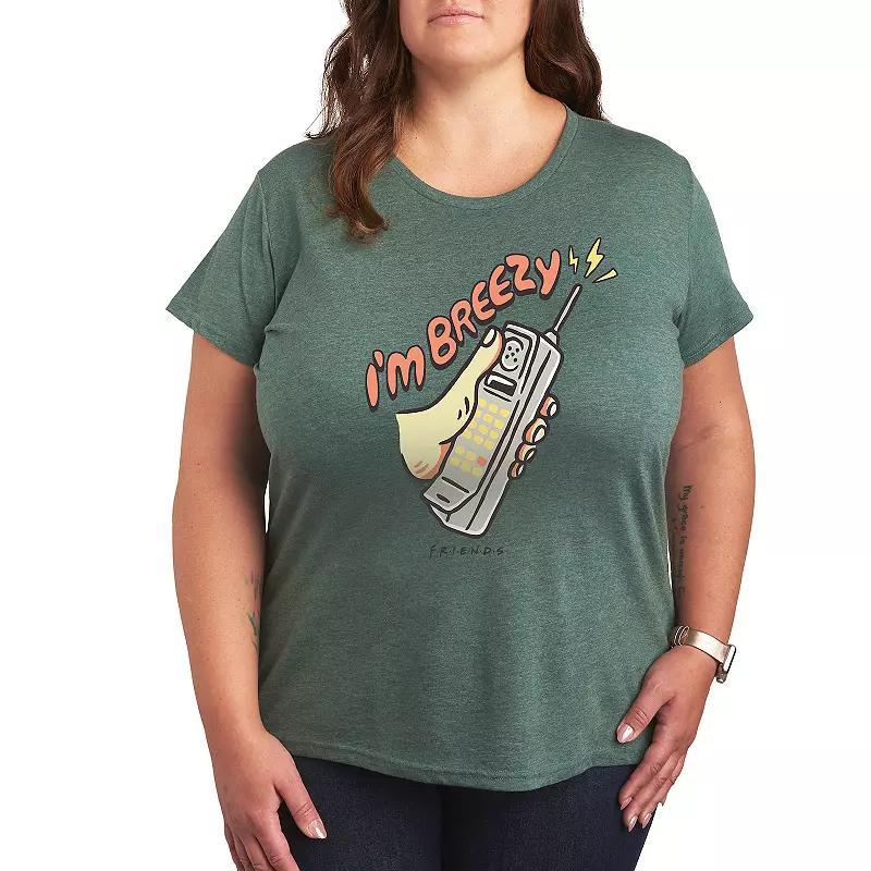 Plus Size Friends Breezy Graphic Tee, Womens Grey Green Product Image