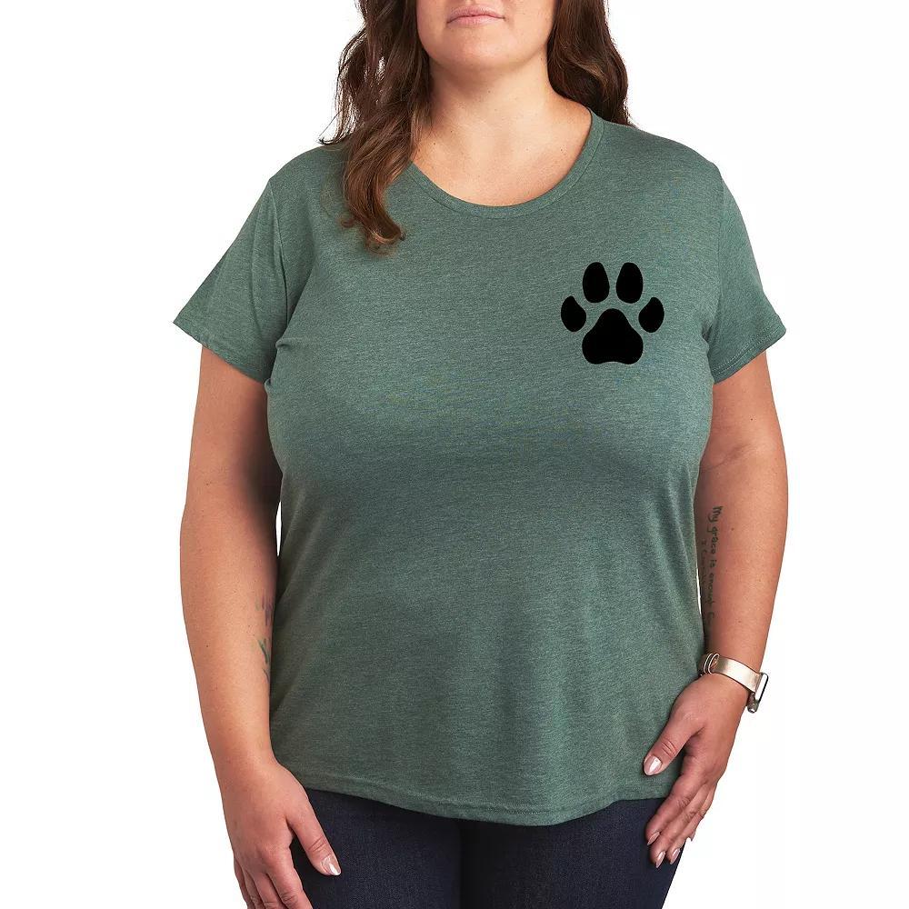 Plus Black Pawprint Graphic Tee, Womens Grey Green Product Image