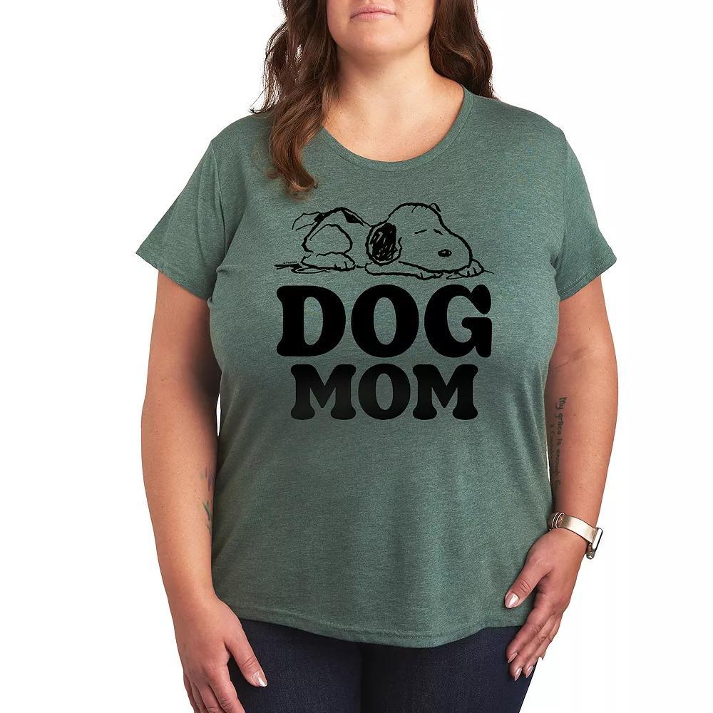 Plus Peanuts Snoopy Dog Mom Graphic Tee, Womens Grey Dark Red Product Image