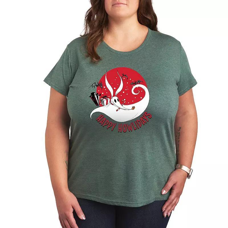 Disneys Nightmare Before Christmas Plus Happy Howlidays Graphic Tee, Womens Grey Gray Product Image