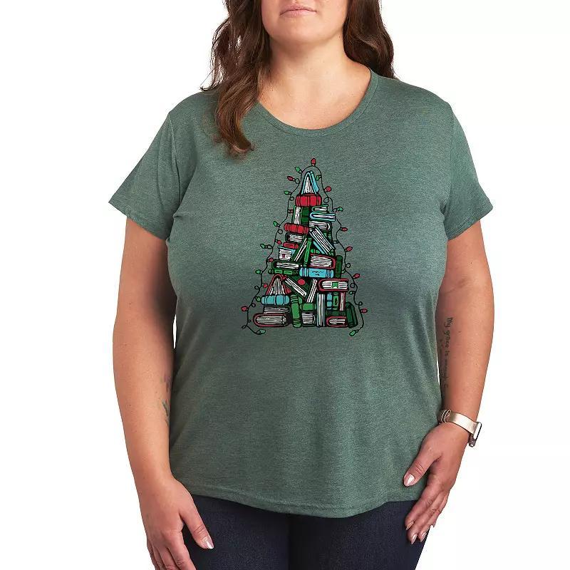 Plus Book Christmas Tree Graphic Tee, Womens Product Image