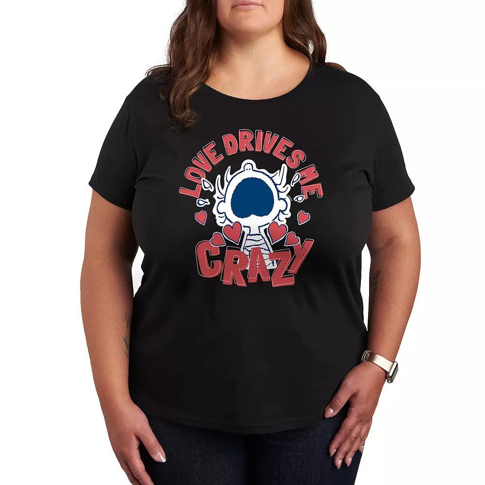 Plus Peanuts Love Drives Me Crazy Graphic Tee, Womens Product Image