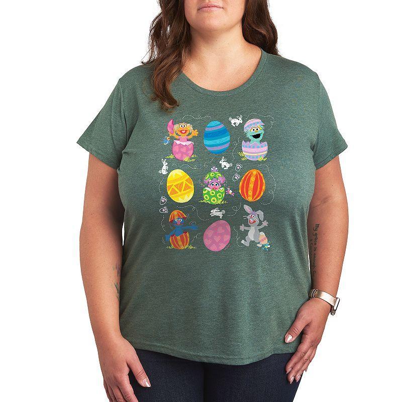 Plus Sunflower Ladybug Graphic Tee, Womens Grey Green Product Image
