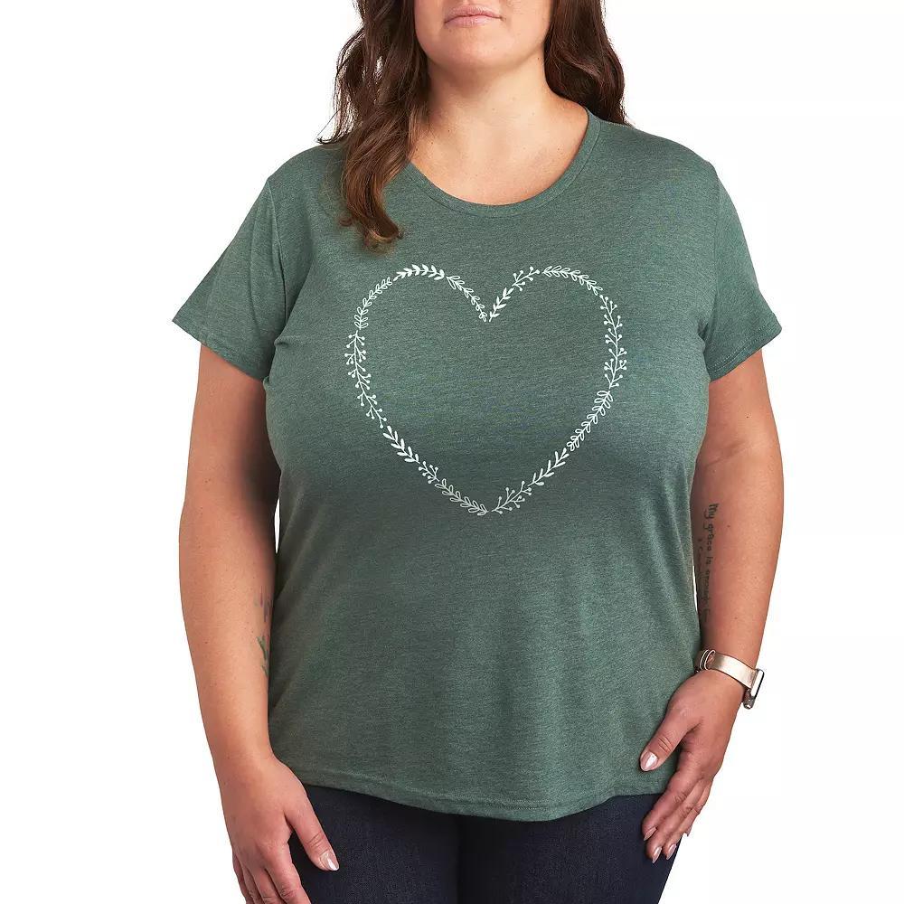 Plus Cat Outlines Graphic Tee, Womens Grey Green Product Image