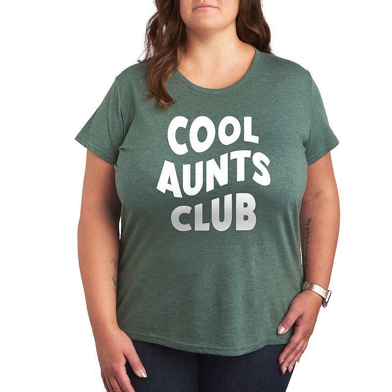 Plus Cool Aunts Club Graphic Tee, Womens Grey Royal Blue Product Image