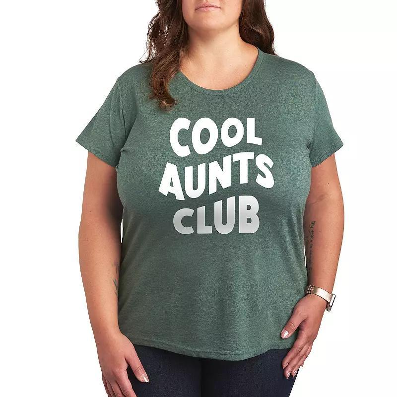 Plus Cool Aunts Club Graphic Tee, Womens Grey Royal Blue Product Image