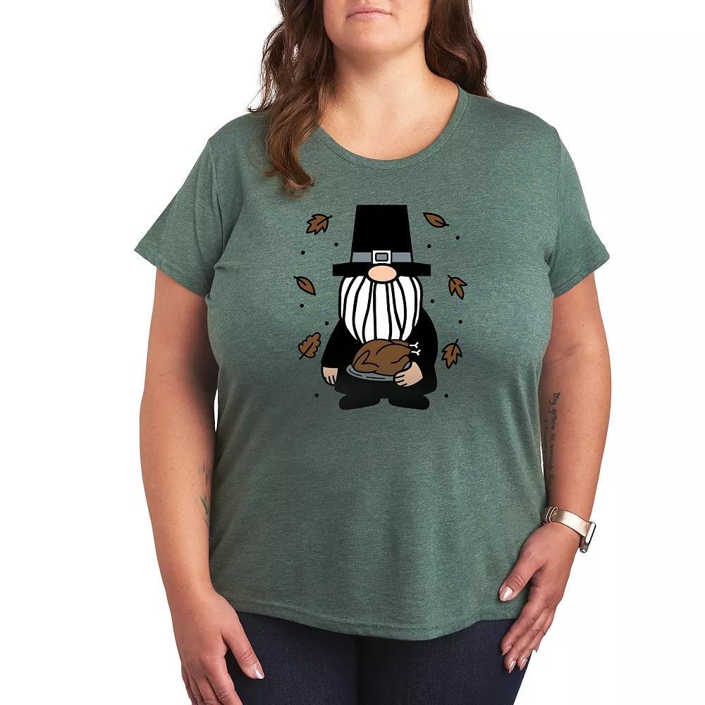 Plus Size Pilgrim Gnome Graphic Tee, Womens Grey Gray Product Image
