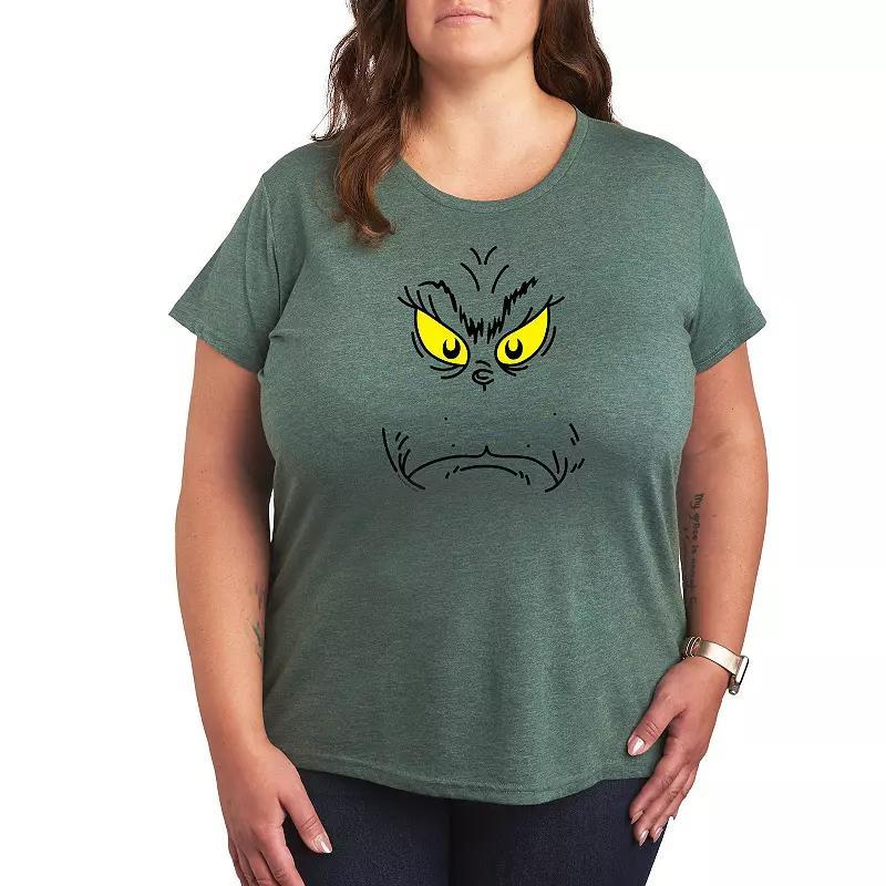 Plus Dr. Seuss Grumpy Grinch Face Graphic Tee, Women's, Size: 3XL, Green Product Image