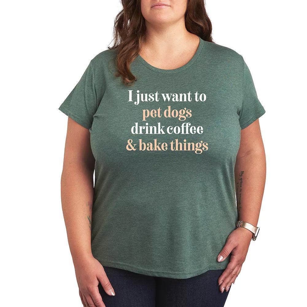 Plus Pet Dogs Drink Coffee Bake Graphic Tee, Womens Heather Grey Product Image