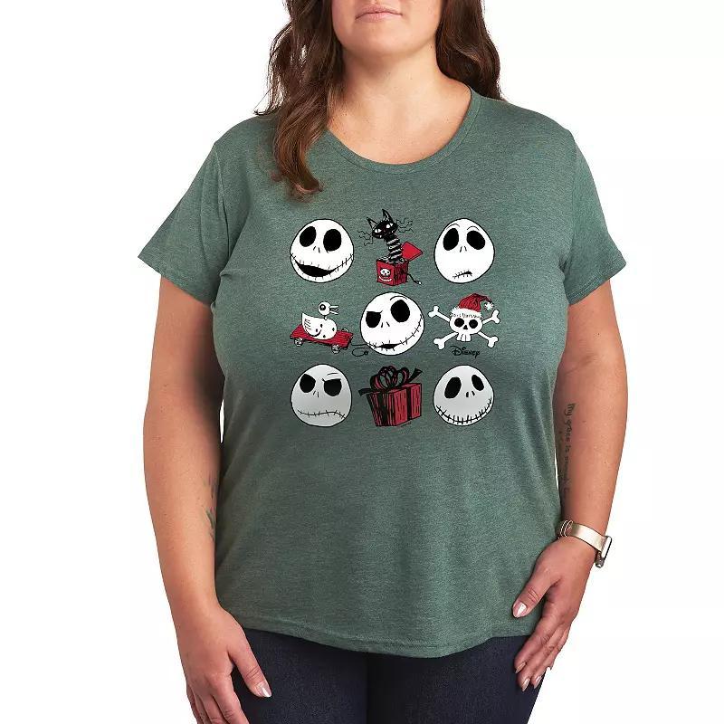 Disneys Nightmare Before Christmas Plus Grid Graphic Tee, Womens Grey Gray Product Image