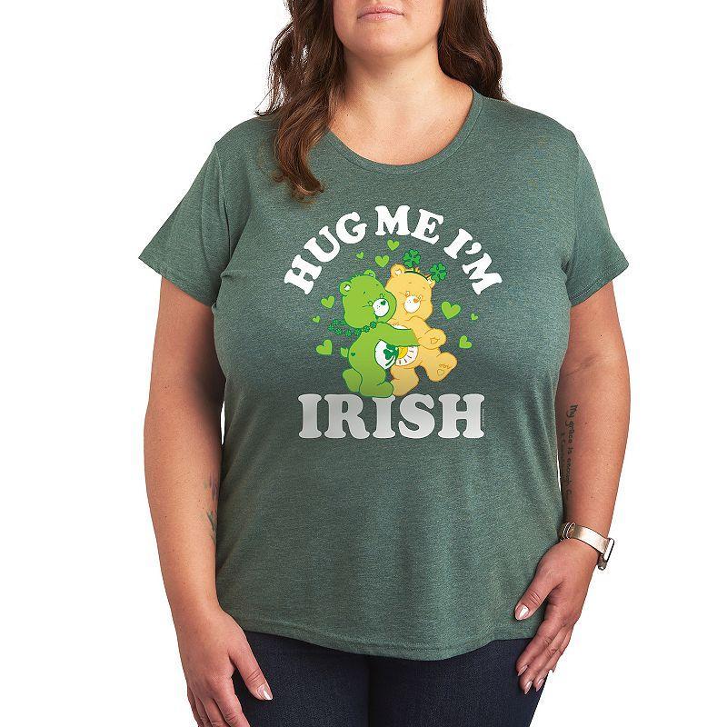 Plus Care Bears Hug Me Im Irish Graphic Tee, Womens Grey Green Product Image