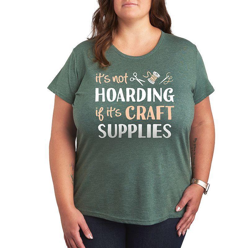 Plus Not Hoarding If Its Crafts Graphic Tee, Womens Grey Green Product Image