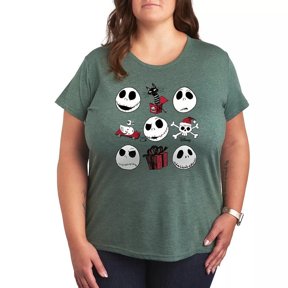 Disneys Nightmare Before Christmas Plus Grid Graphic Tee, Womens Grey Gray Product Image