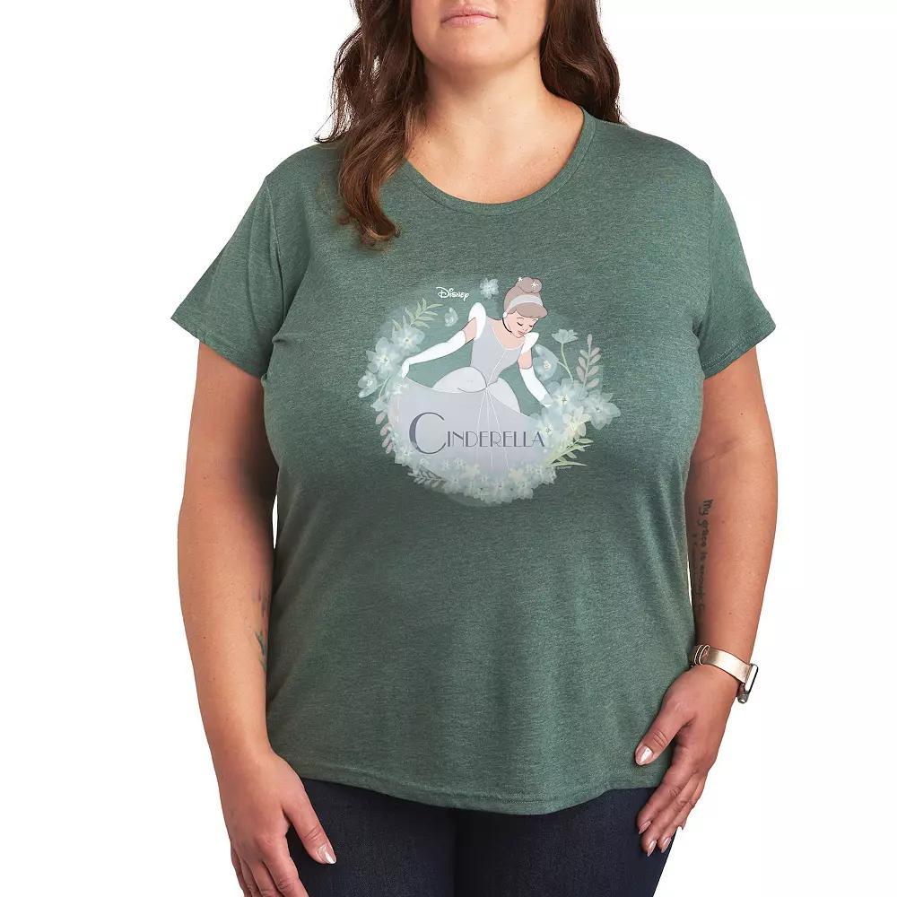 Disney Princess Cinderella Plus Graphic Tee, Womens Grey Green Product Image