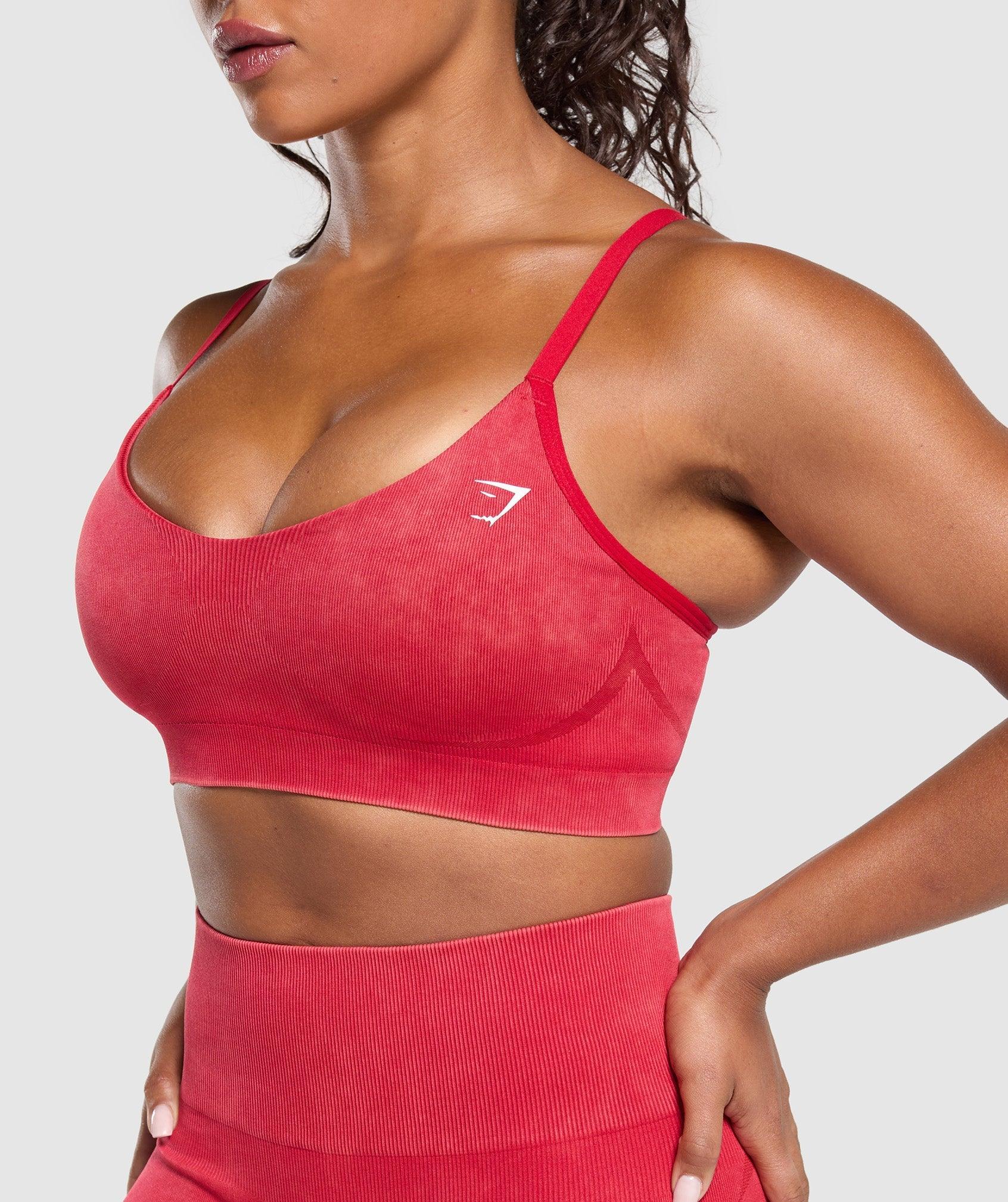 Gymshark Gains Seamless Washed Sports Bra - Carmine Red Female Product Image
