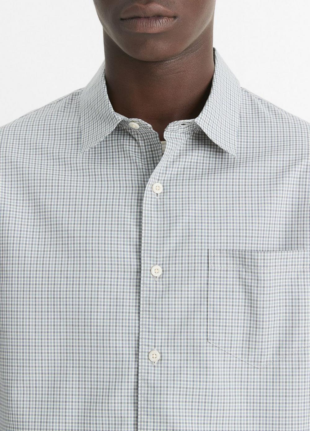 Mens Whitney Plaid Cotton-Blend Long-Sleeve Shirt, Pebble White/blue Spruce, Size XS Vince Product Image