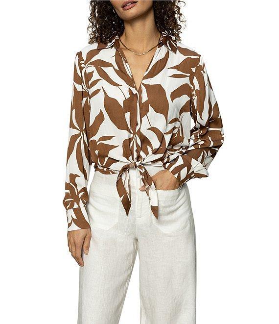Sanctuary Lover Floral Print Button Down Long Sleeve Tie Shirt Product Image