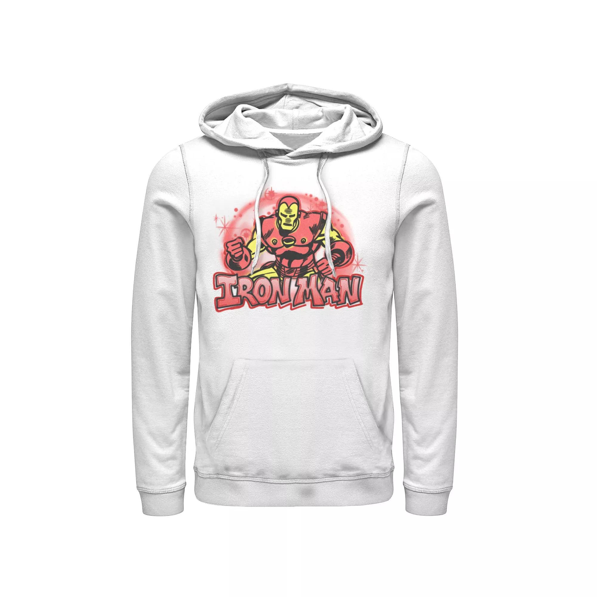 Men's Marvel Airbrushed Iron Man Hoodie, Size: Medium, White Product Image