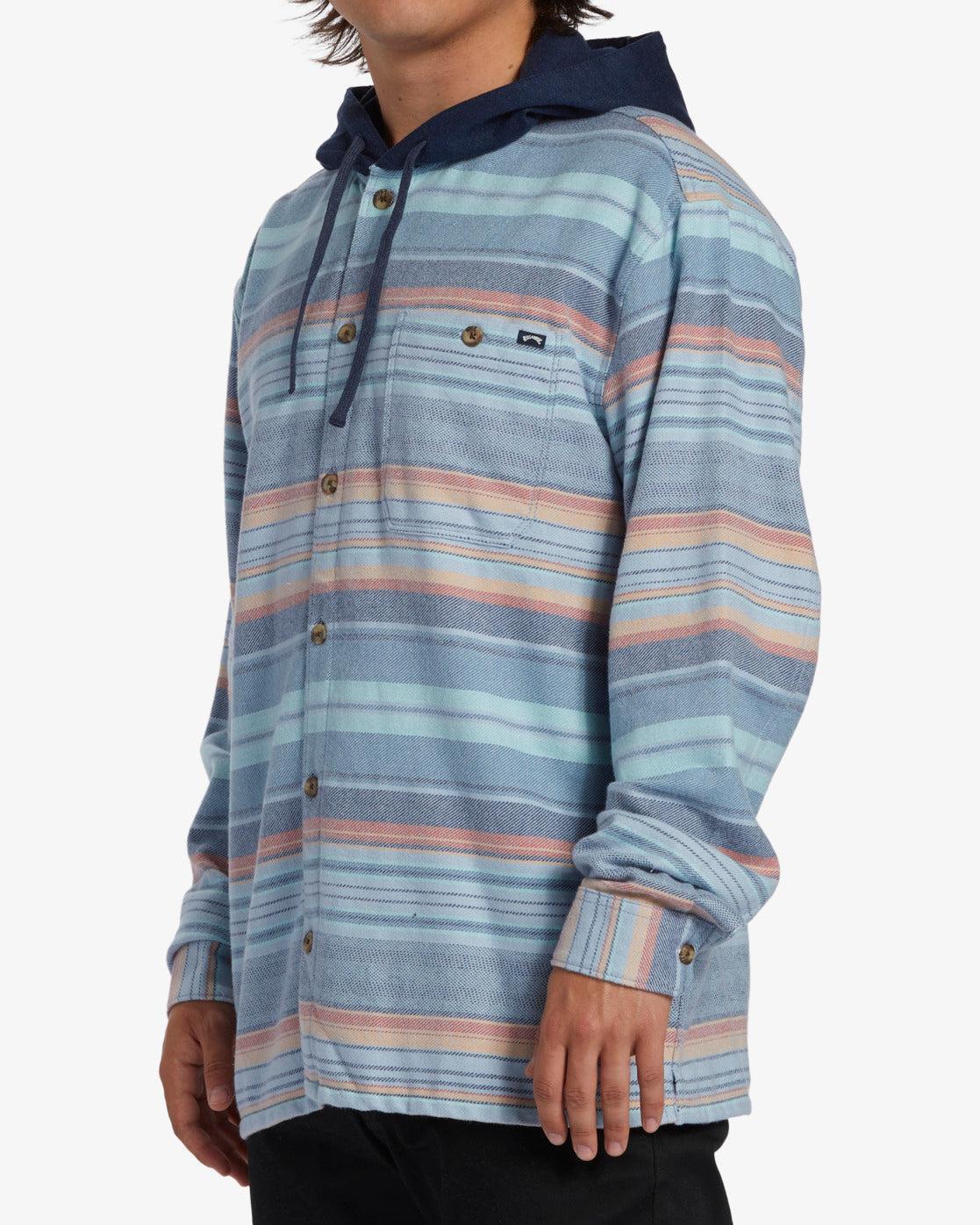 Baja Hooded Long Sleeve Flannel Shirt - Maya Blue Male Product Image