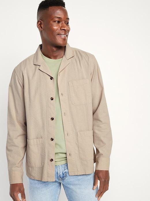 Long-Sleeve Seersucker Camp Shirt Product Image