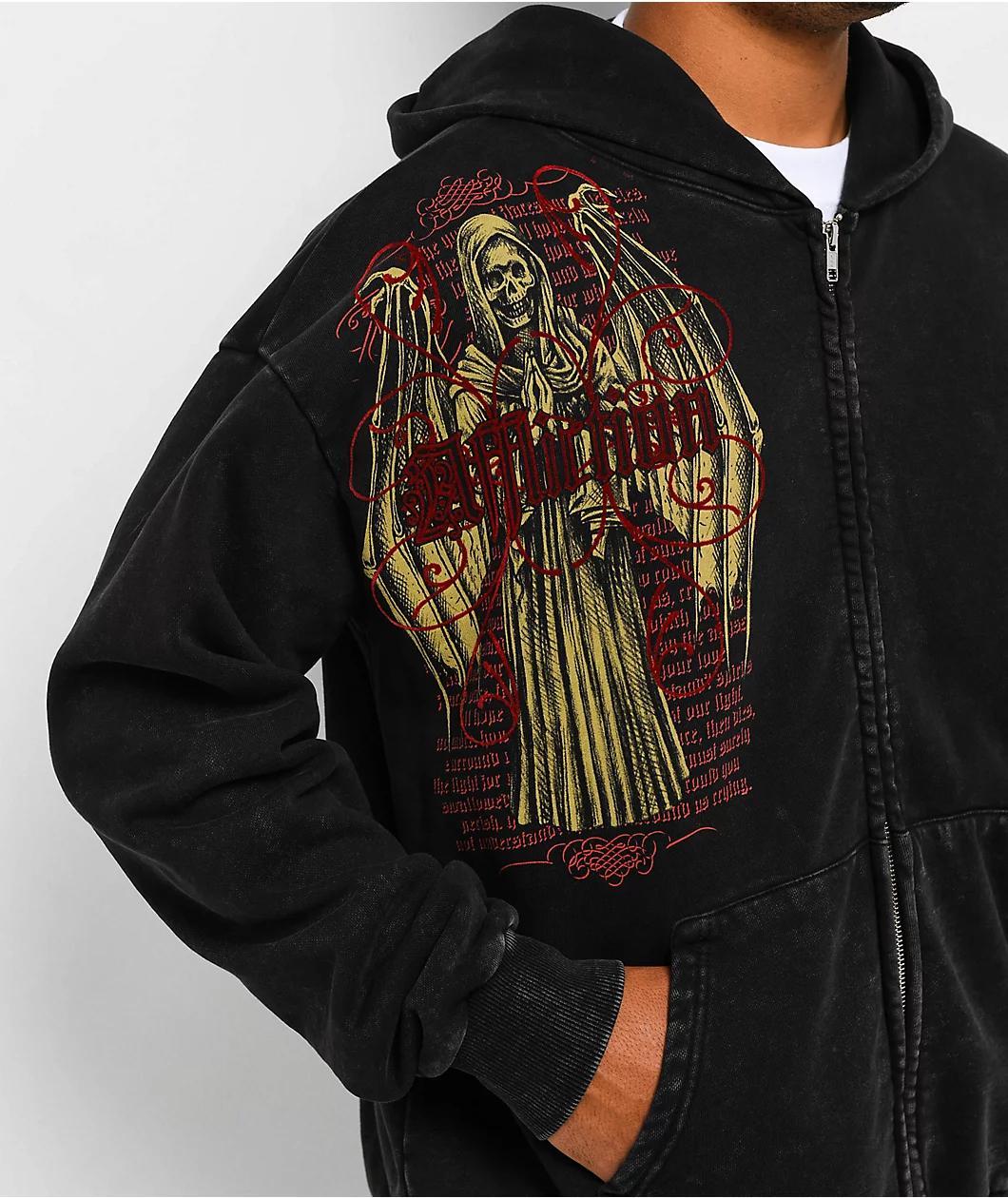 Affliction Prayer Black Wash Zip Hoodie Product Image