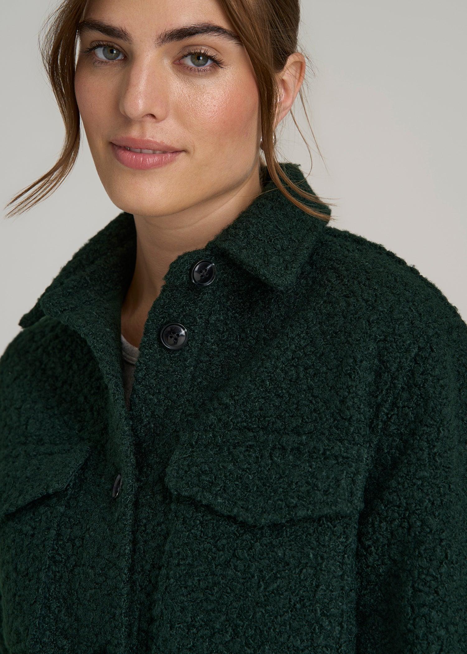 Relaxed Boucle Tall Women's Shacket in Pine Grove Product Image