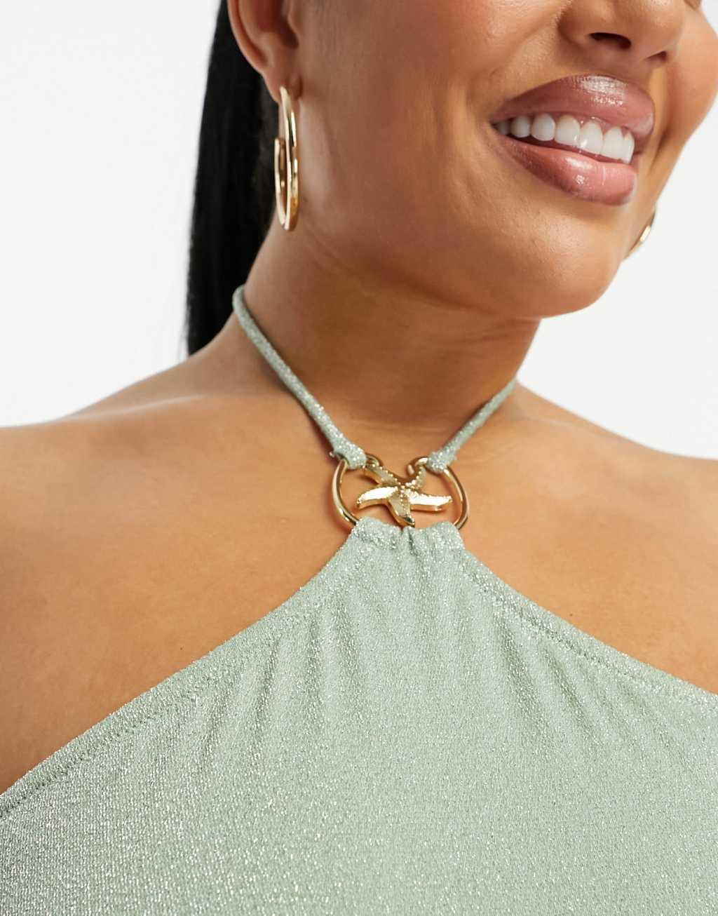 South Beach Curve starfish halter swimsuit Product Image