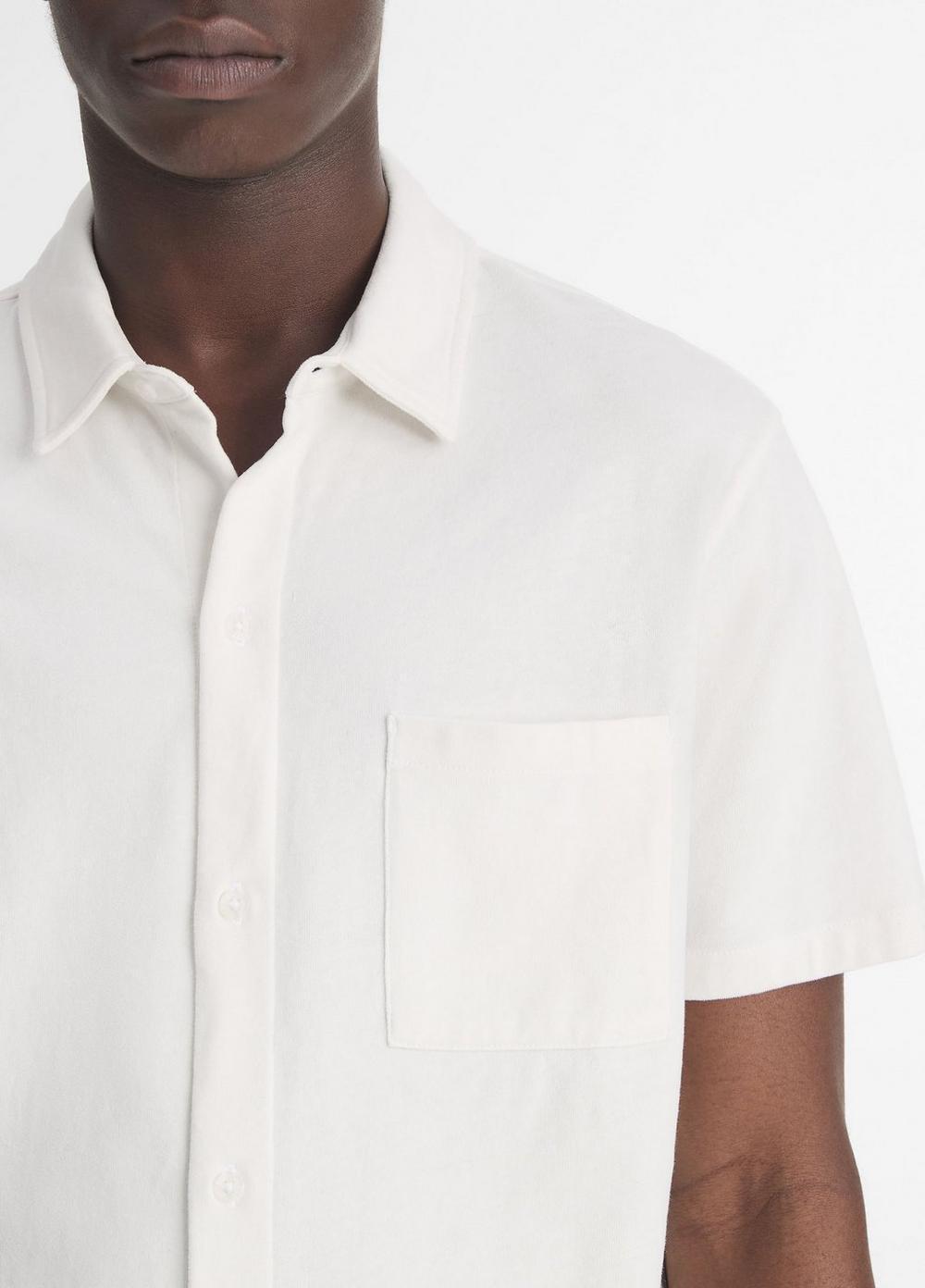 Mens Sueded Cotton Jersey Button-Front Shirt, Soft Black, Size XS Vince Product Image