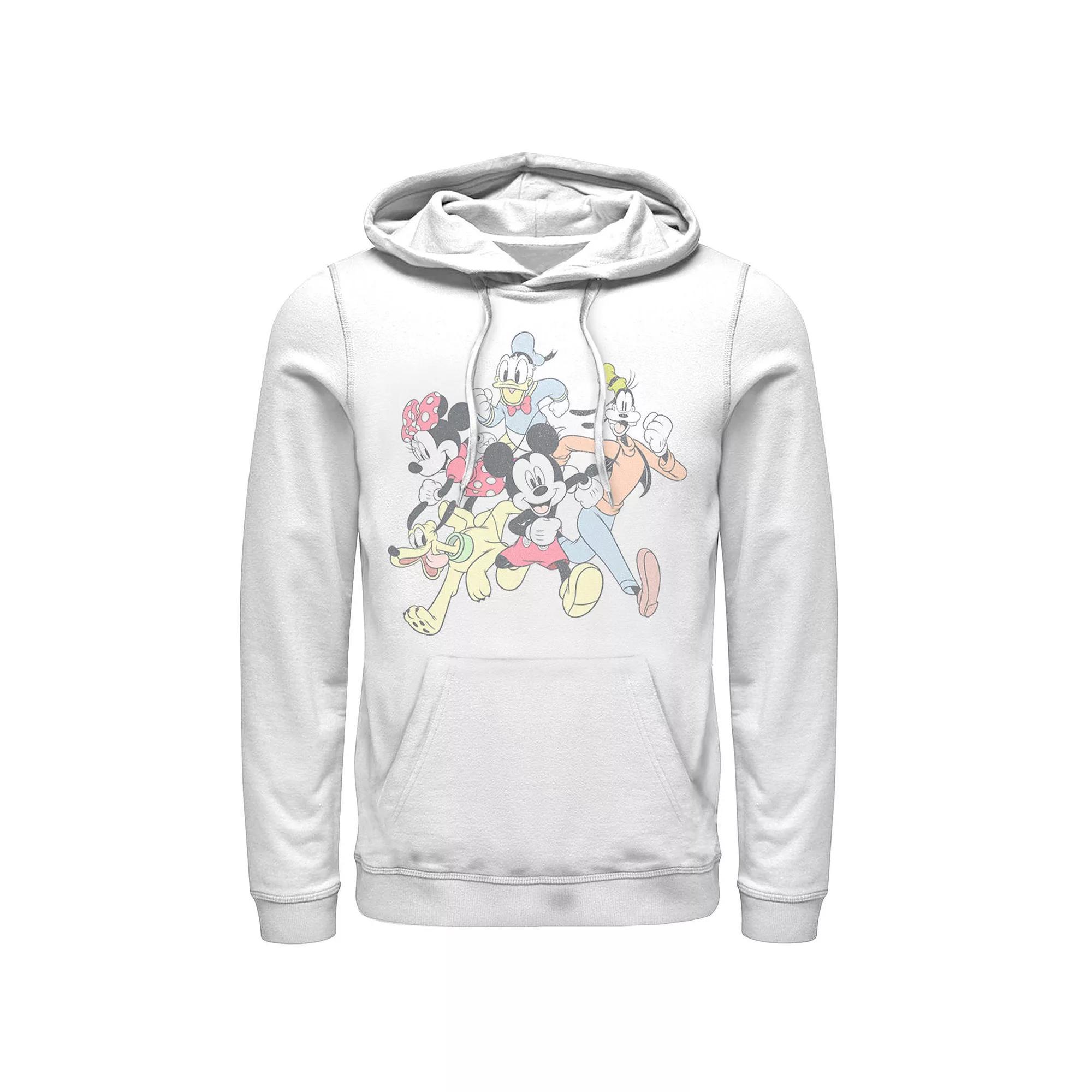 Disney's Mickey & Friends Men's Group Shot Running Portrait Hoodie, Size: Large, White Product Image
