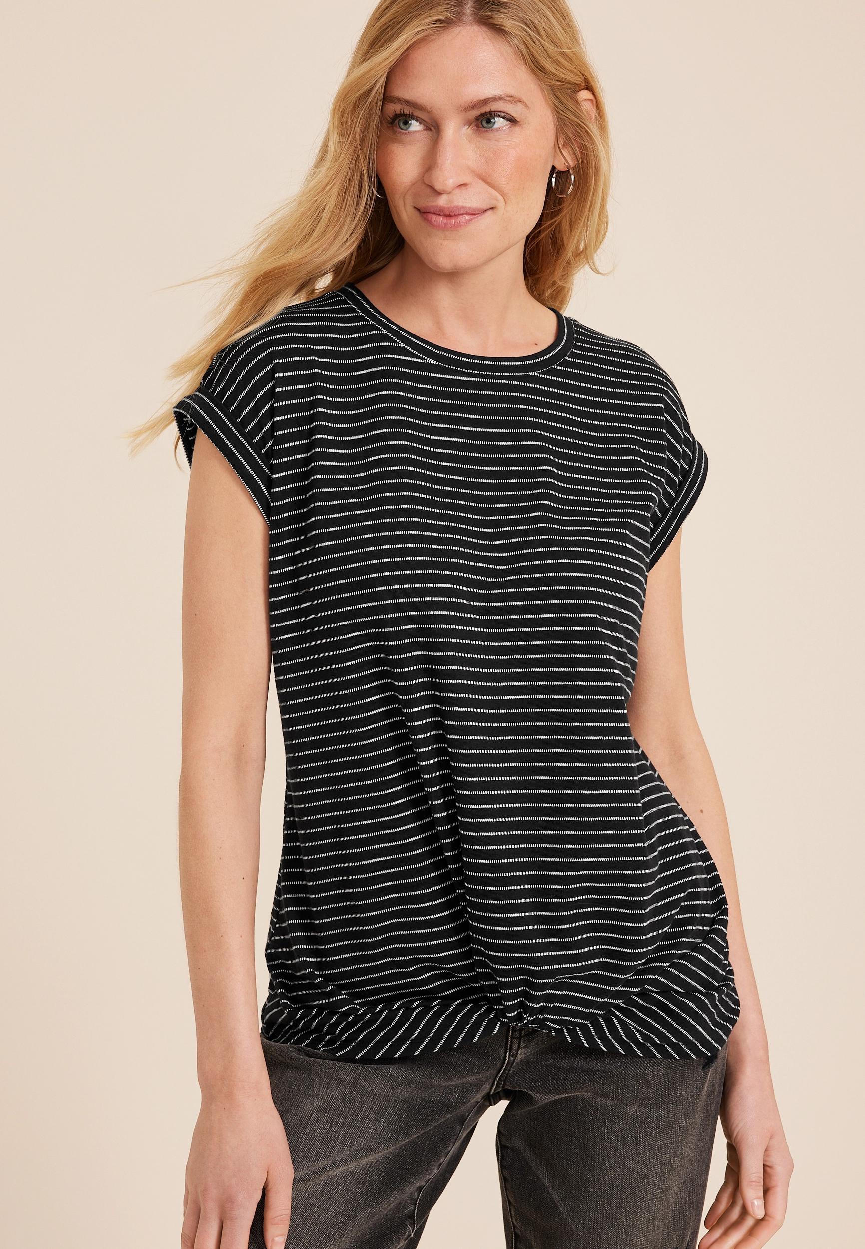 Maurices Womens XX Large Size 24/7 Austin Striped Knot Hem Short Sleeve Tee Product Image