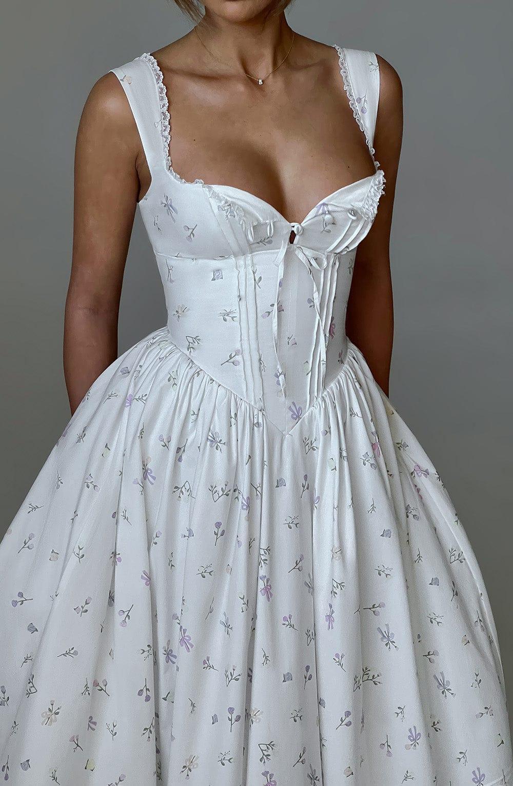 Marlena Midi Dress - White Multi Floral Print Product Image