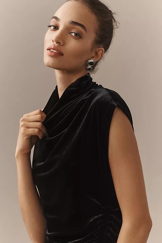The Maya Ruched Cowl-Neck Dress: Stretch Velvet Edition Product Image